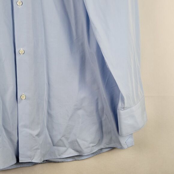 SENE Breeze Tech Spread Shirt Mens Bespoke 18/32 Tailored Light Blue Bamboo Flex - Picture 8 of 15